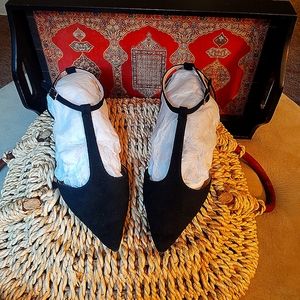 Black t strap flats size 11